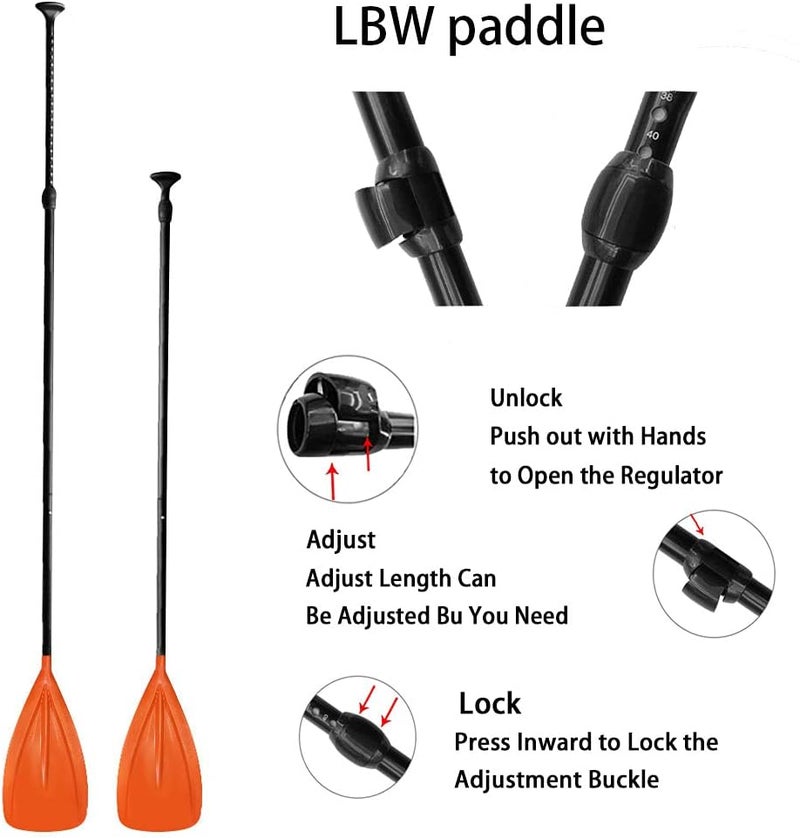 LBW 3 Piece SUP Paddle Board Paddle Floating Portable Paddleboard Accessories Adjustable Double Holes Lock Sturdy & Ergonomic for Surfing Beginner - Image 4